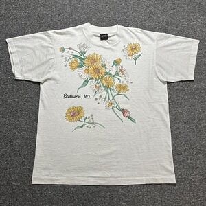 Vintage Branson MO Wildflower White T-Shirt USA‎ Made | Nature Tee L